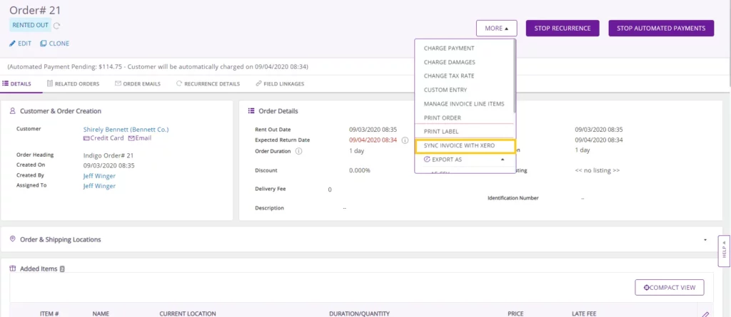 sync invoice with xero