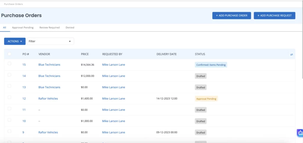 Purchase Orders module