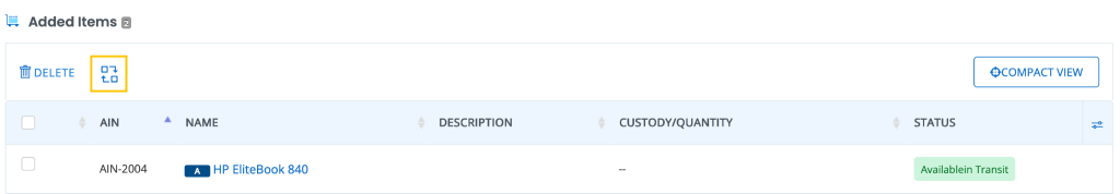 Cart page showing the swap item icon.
