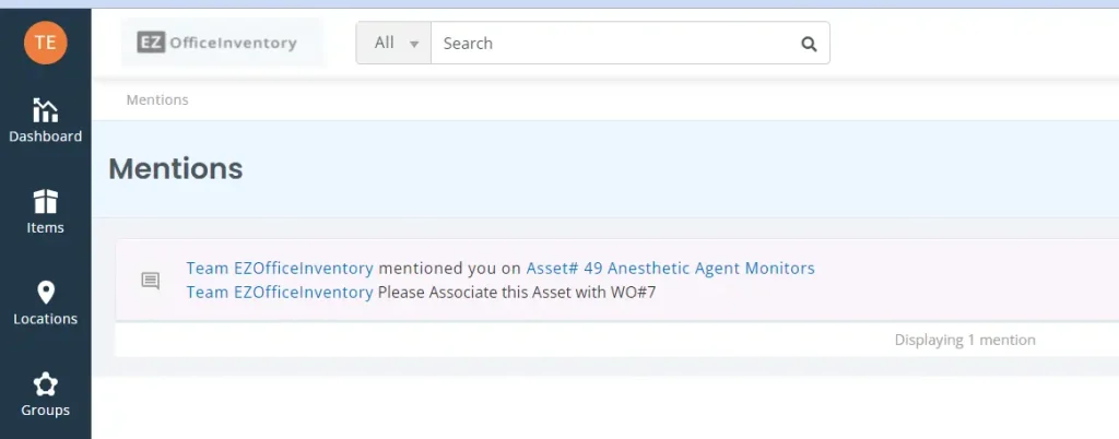 Mentions dashboard in EZO