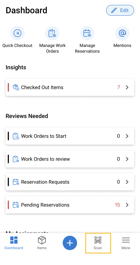 EZO's mobile app showing the Scan option.