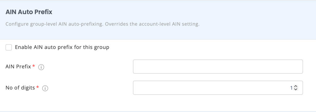 Setting up AIN Auto-Prefix at a Group level