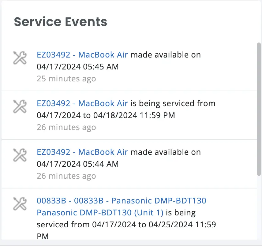 Details of Service Events