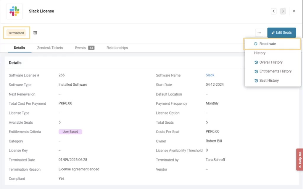 Slack license reactivate