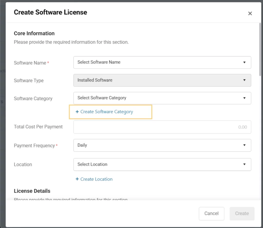 Create software category