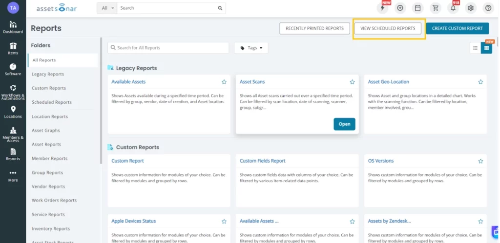 view scheduled reports
