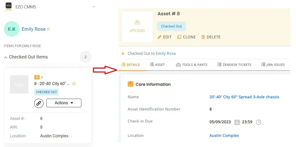 The item's detail page