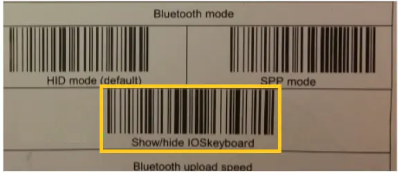 Keep the device Keyboard On Off Barcode label handy
