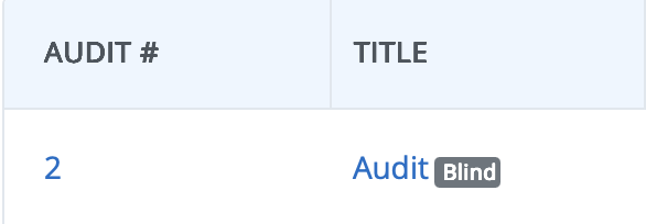 Audit listing page showing the Blind badge.