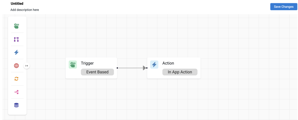 Automation canvas showing the Save changes button.