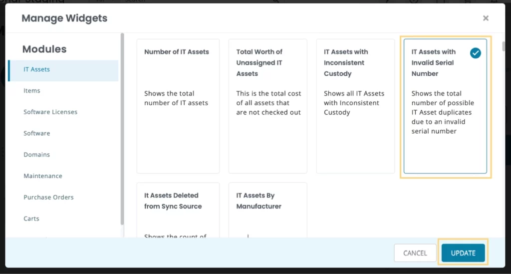 IT assets with invalid serial number