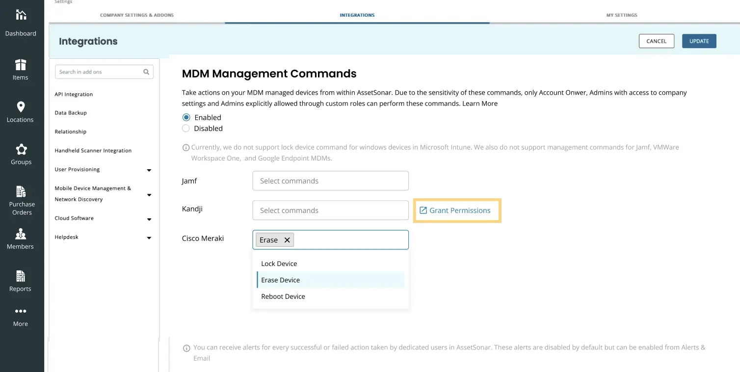 MDM management commands