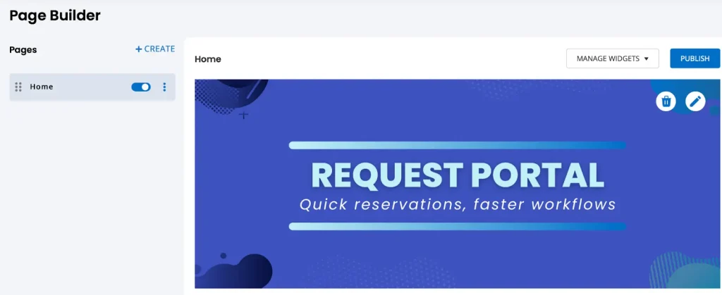 request portal - page builder