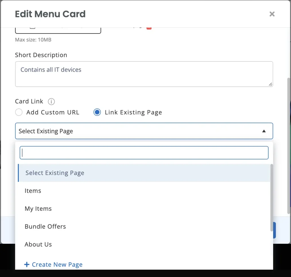 edit menu card