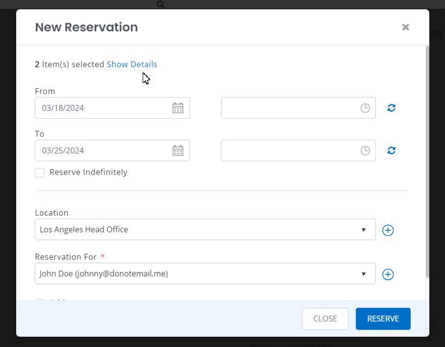 new reservation
