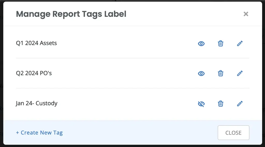 manage report tags
