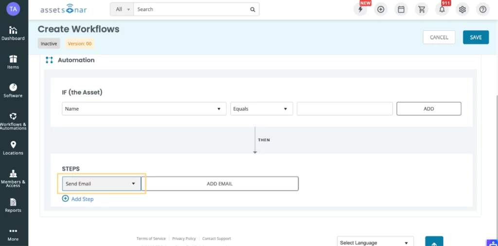create workflows send email