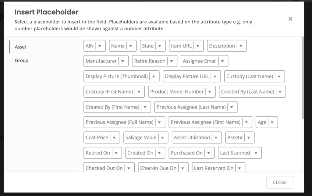 insert placeholder plain