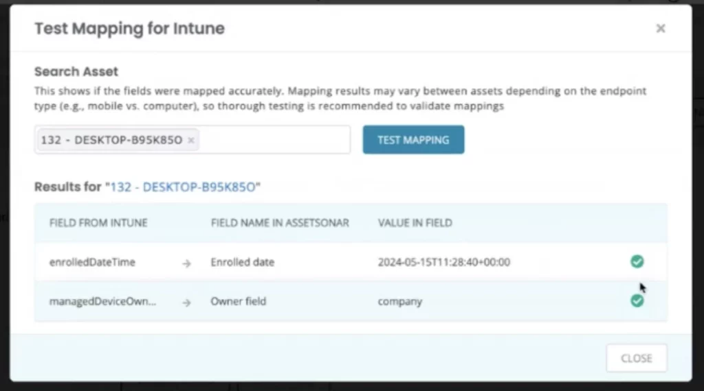 Test Mapping for Intune