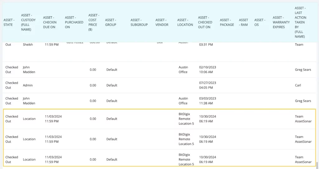 checkout to location