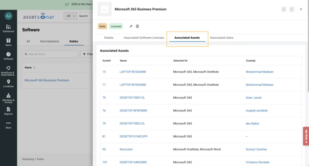 associated assets microsoft 365
