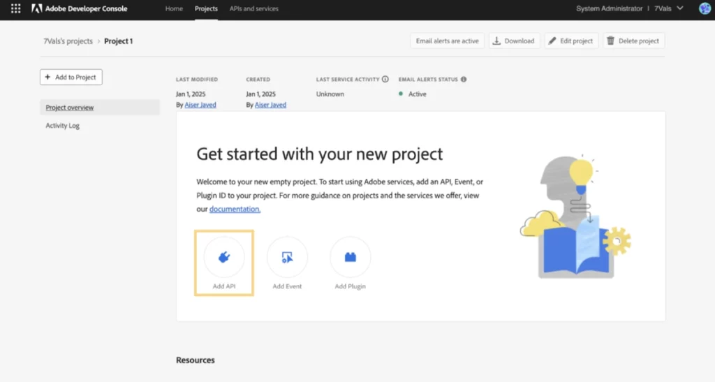 adobe get started with your new project