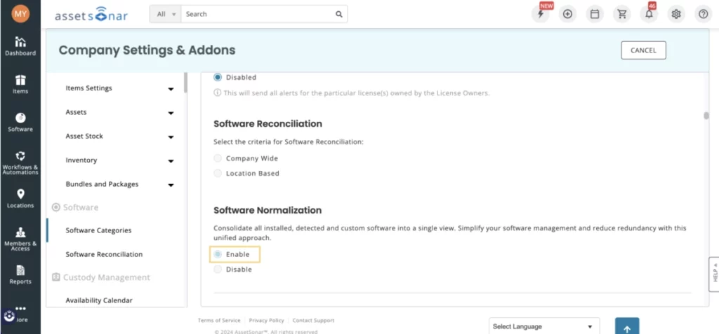 enable software normalization