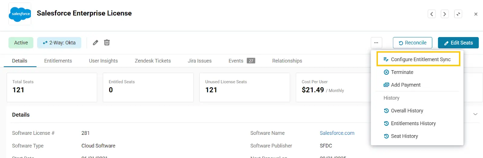 configure entitlement sync