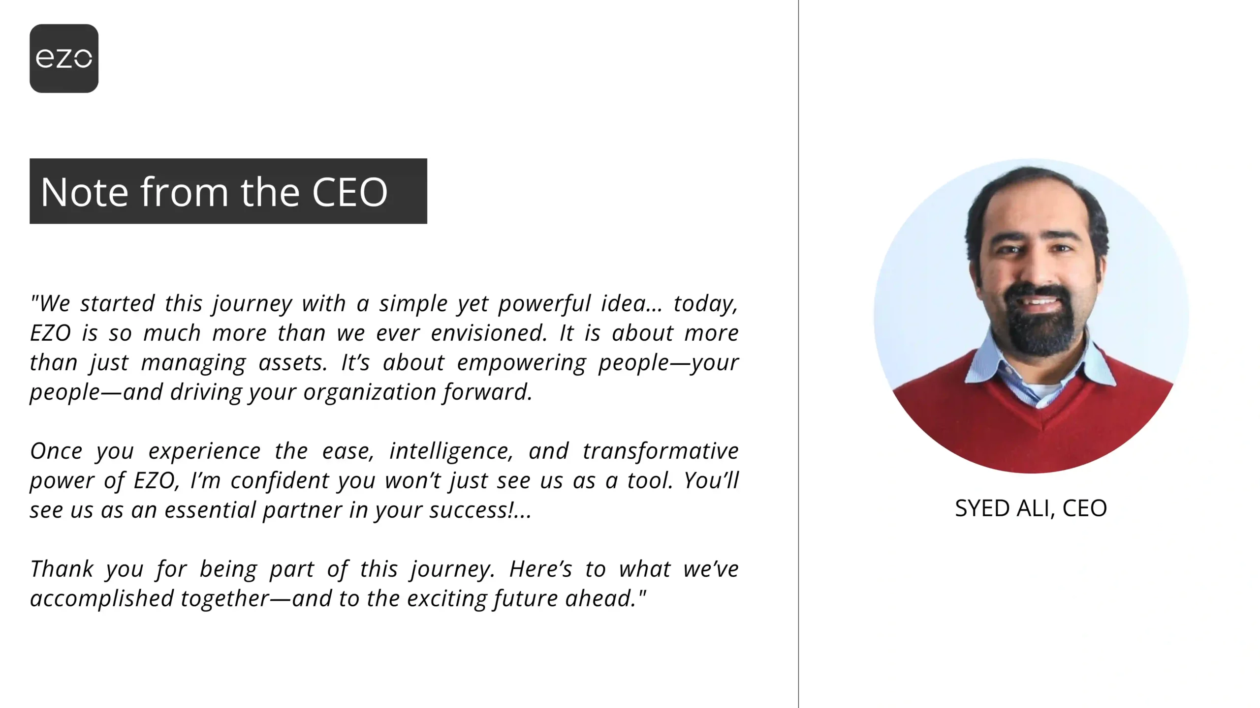 Note from EZO's CEO on rebranding