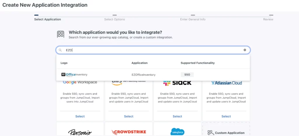 create new application integration
