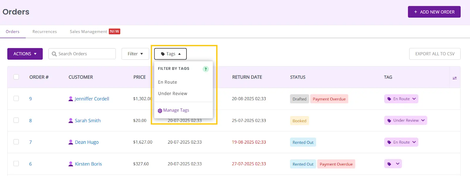 filter by tags manage tags ezr