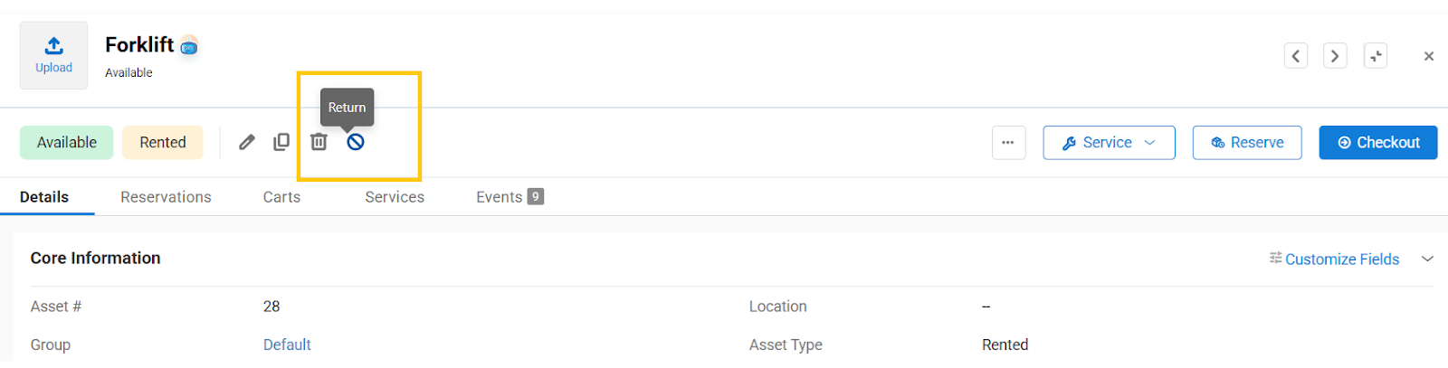 Actions for Rent Items 3