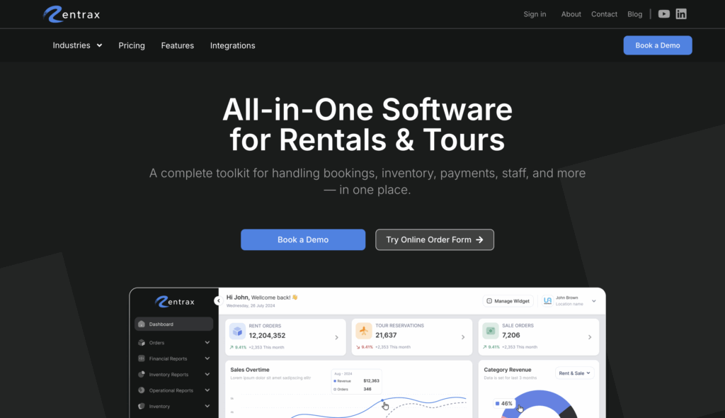 Rentrax homepage 