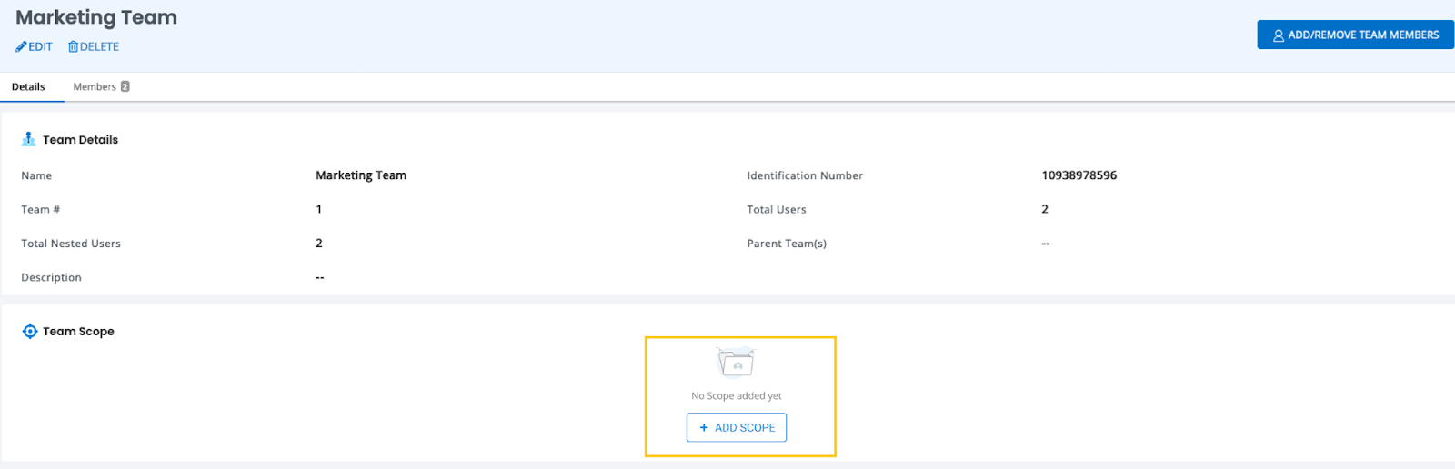 Assign Scope at the Team Level