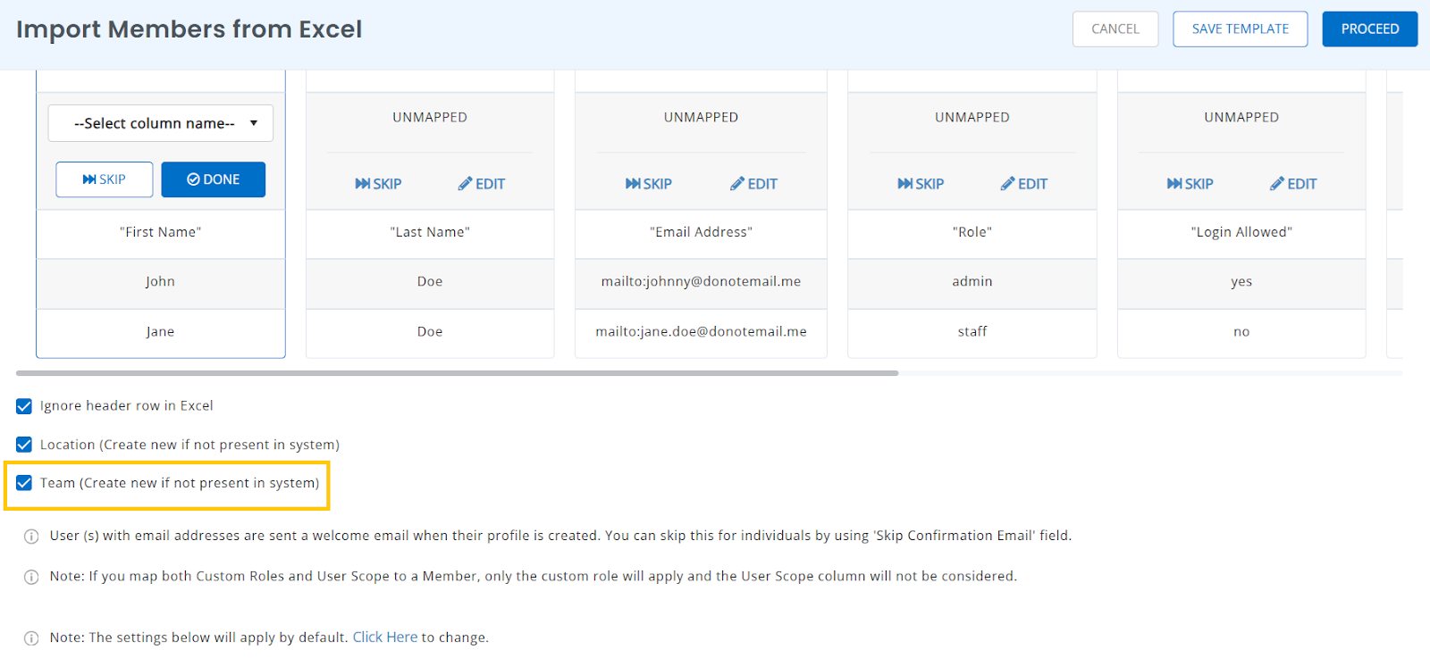 Import via CSV
