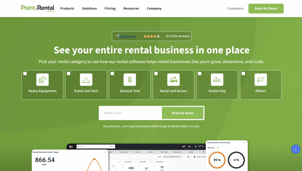 Point of rental homepage