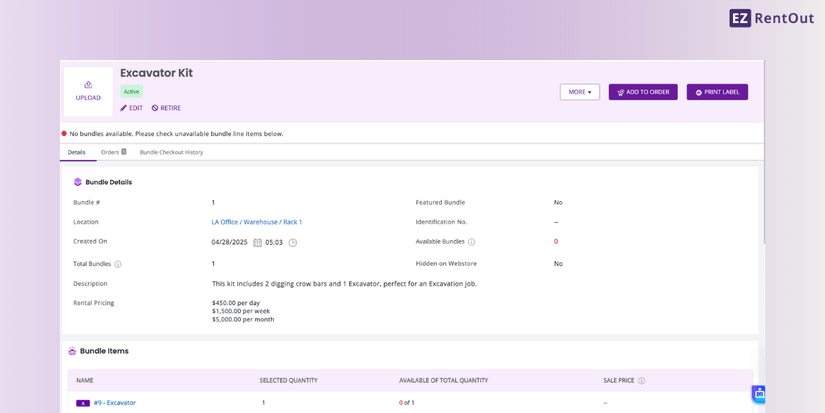 Bundles in EZRentOut