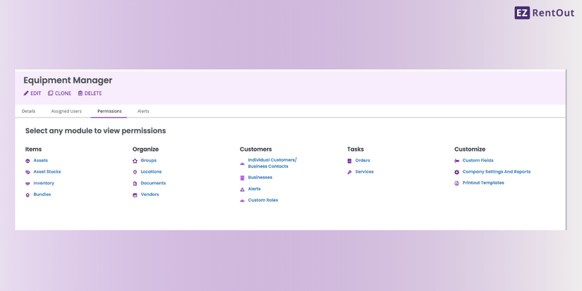 User permission in EZRentOut