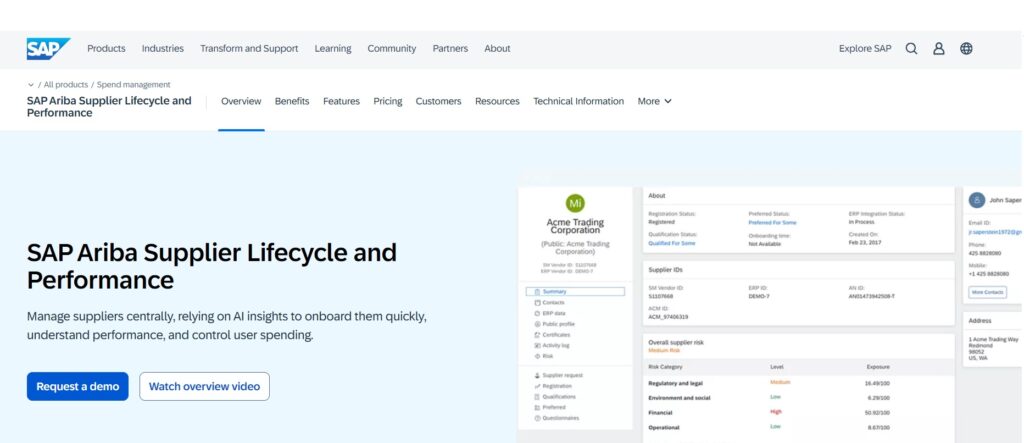 SAP Ariba (Supplier lifecycle and performance)