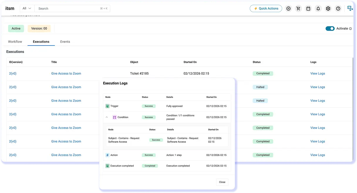 <h3>Execution Logs</h3>