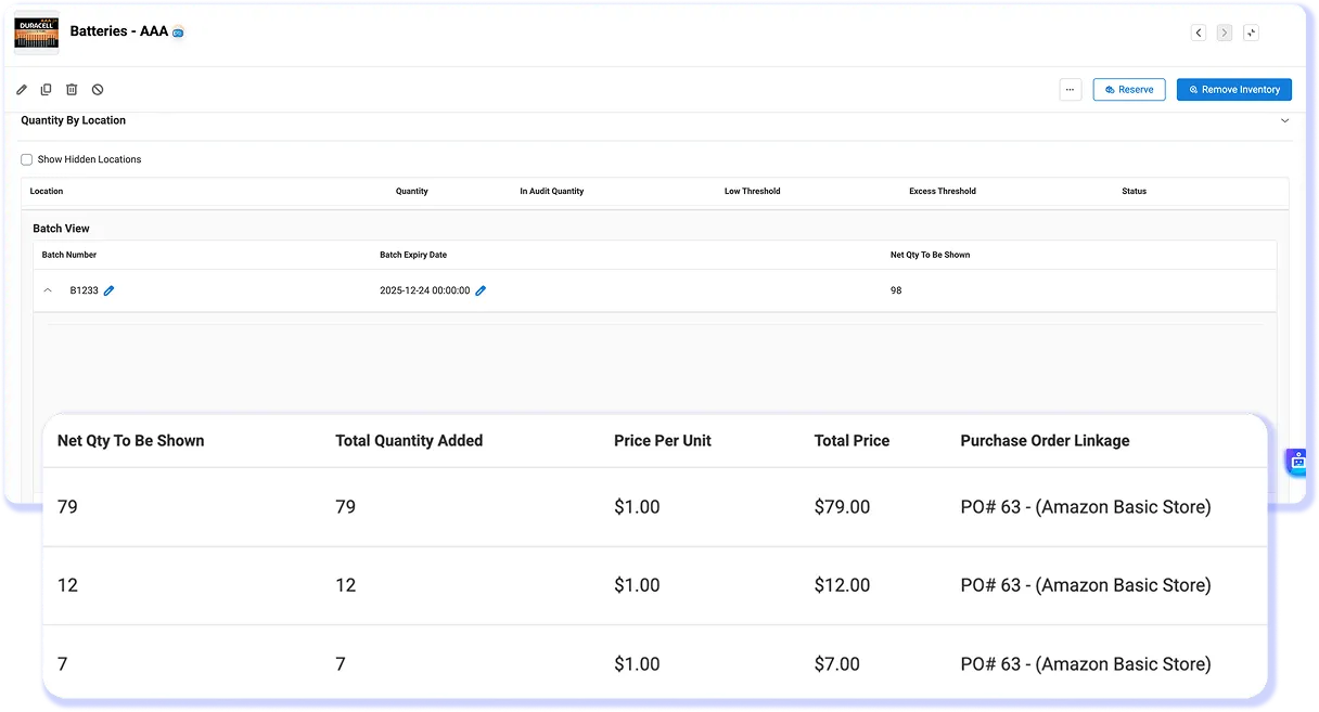 <h3>Batch Management</h3>