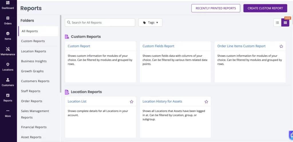 AV/media rental system (EZRentOut) reporting module with customizable report options