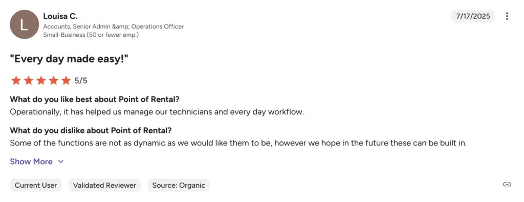 Point of Rental G2 review.