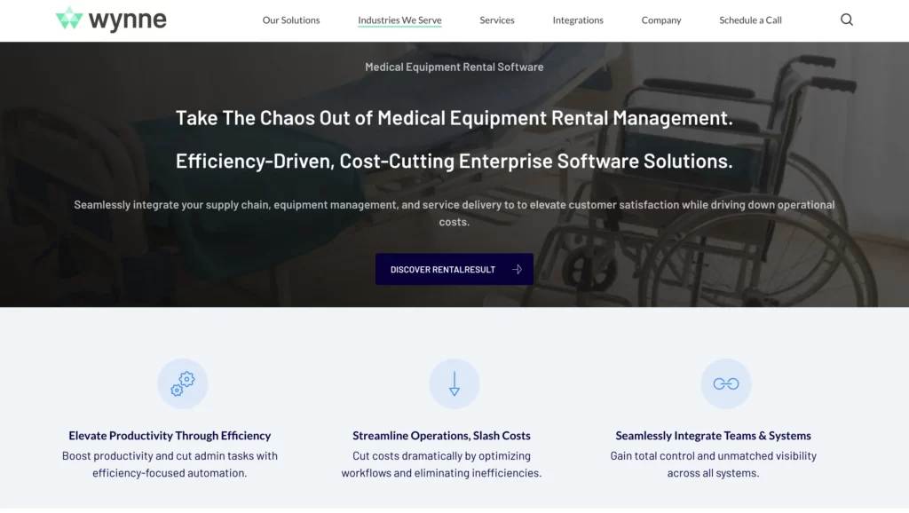 RentalMan by Wynne Systems homepage for medical equipment rental management.