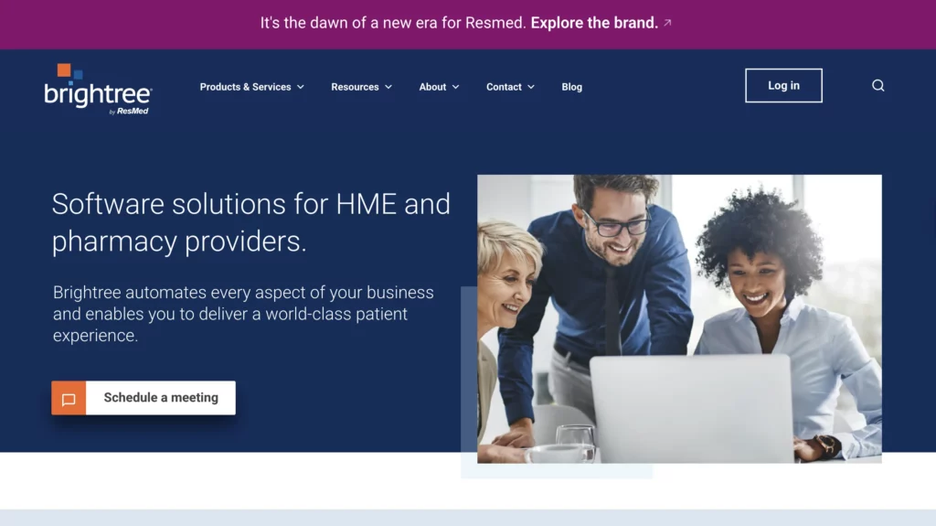 Brightree homepage for software solutions for HME and pharmacy providers.
