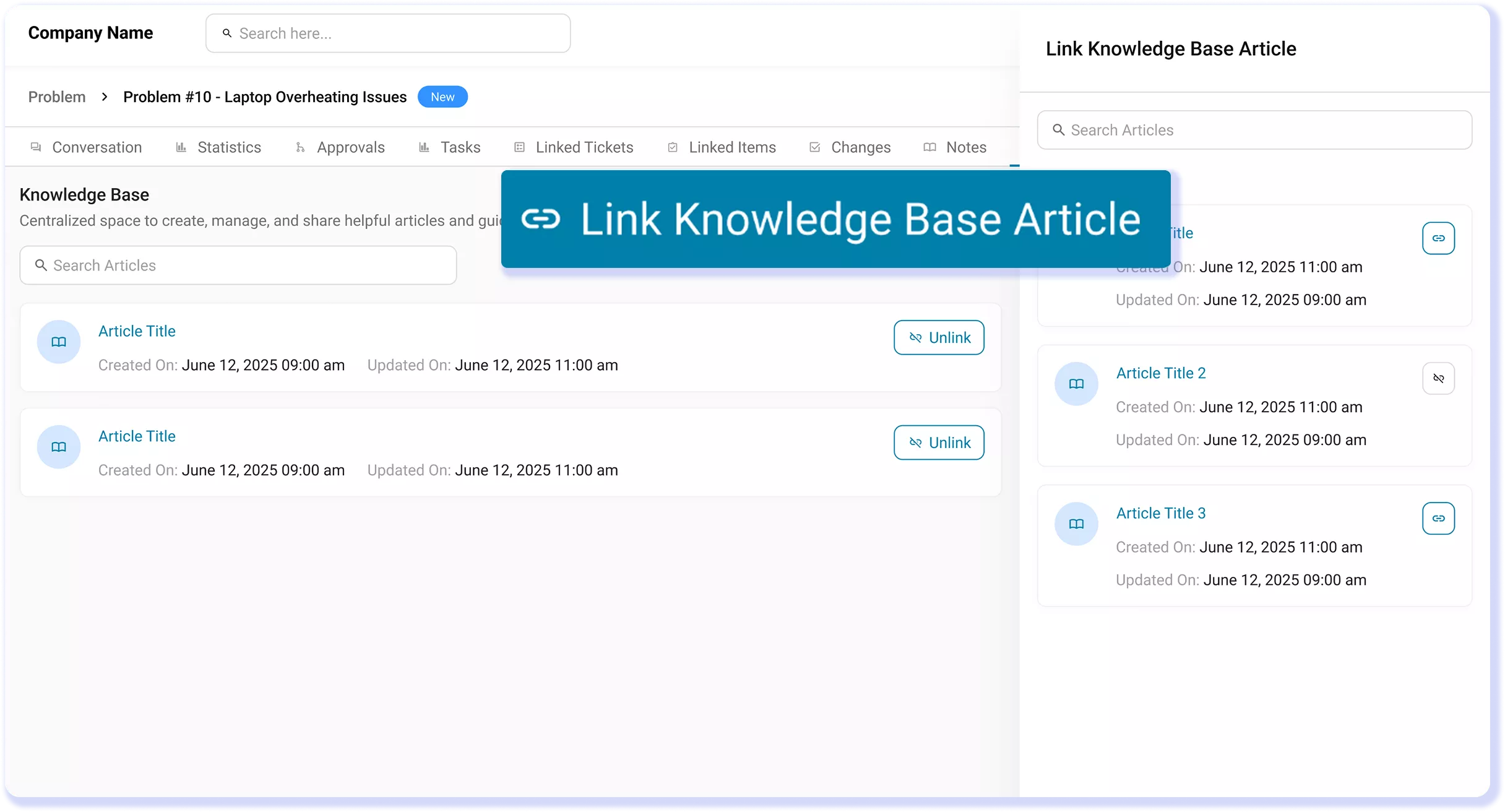 <h3> KB Articles Linked to Tickets </h3>