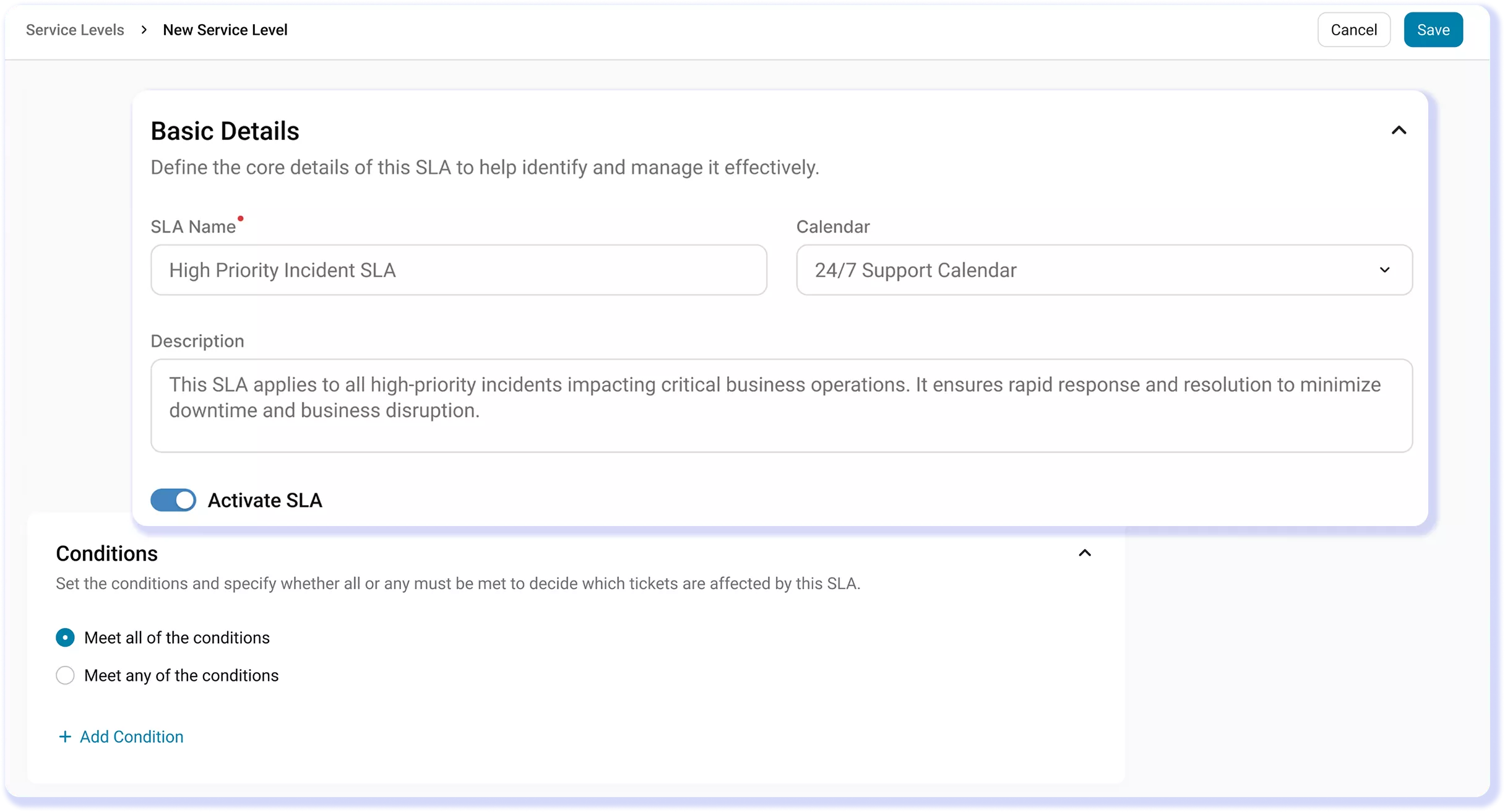 <h3>SLA Policy Creation</h3>