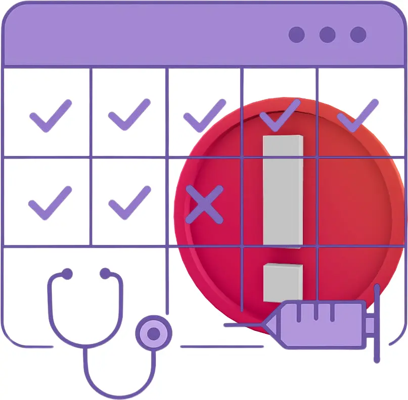 Calendar grid representing issues in medical equipment rental scheduling.