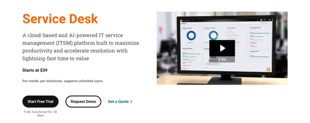 Solarwinds service desk UI