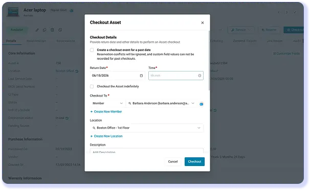 AssetSonar device discovery view showing MDM-imported assets, locations, source details, and status.